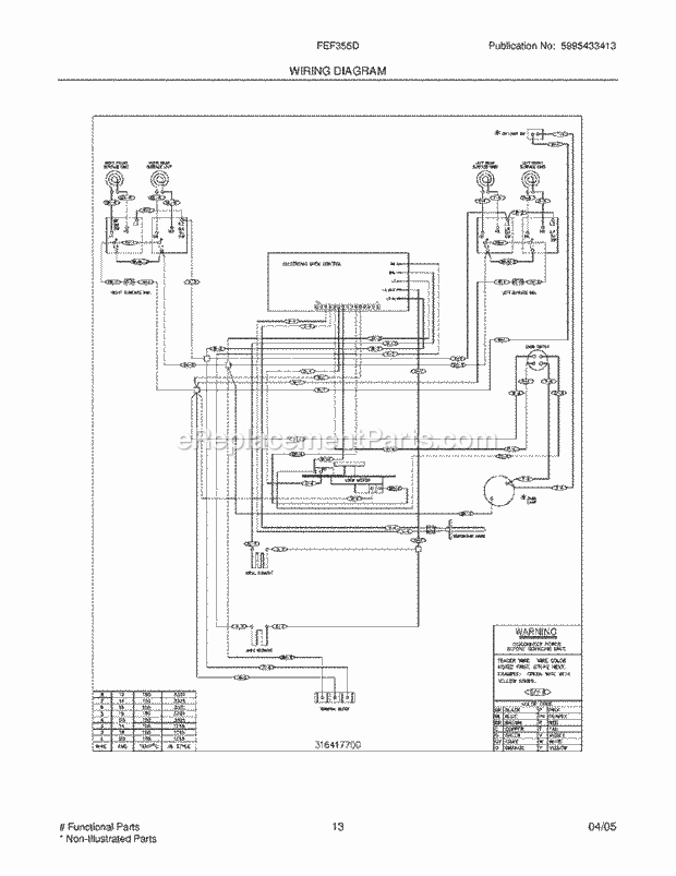 Frigidaire FEF355DSD Freestanding, Electric Electric Range Page F Diagram