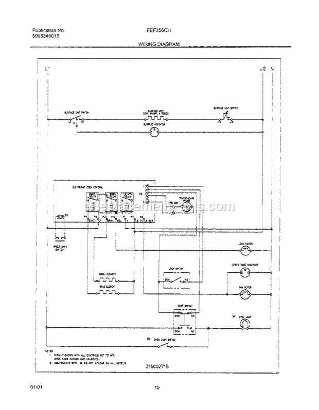 Frigidaire FEF356CHTD Freestanding, Electric Electric Range Page F Diagram
