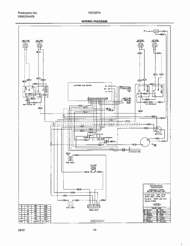 Frigidaire FEF357ASA Freestanding, Electric Electric Range Page F Diagram