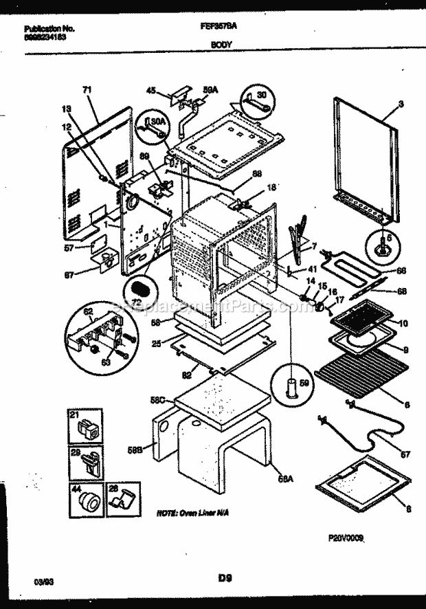 Frigidaire FEF357BAWA Freestanding, Electric Electric Range Body Parts Diagram