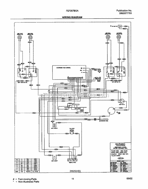 Frigidaire FEF357BSA Freestanding, Electric Electric Range Page F Diagram