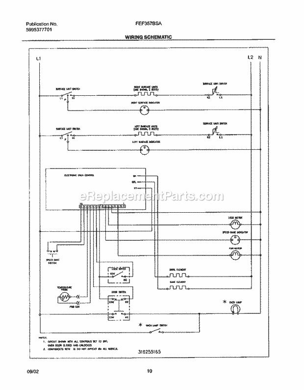 Frigidaire FEF357BSA Freestanding, Electric Electric Range Page G Diagram