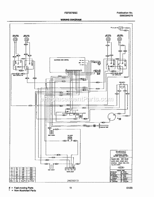Frigidaire FEF357BSC Freestanding, Electric Electric Range Page F Diagram