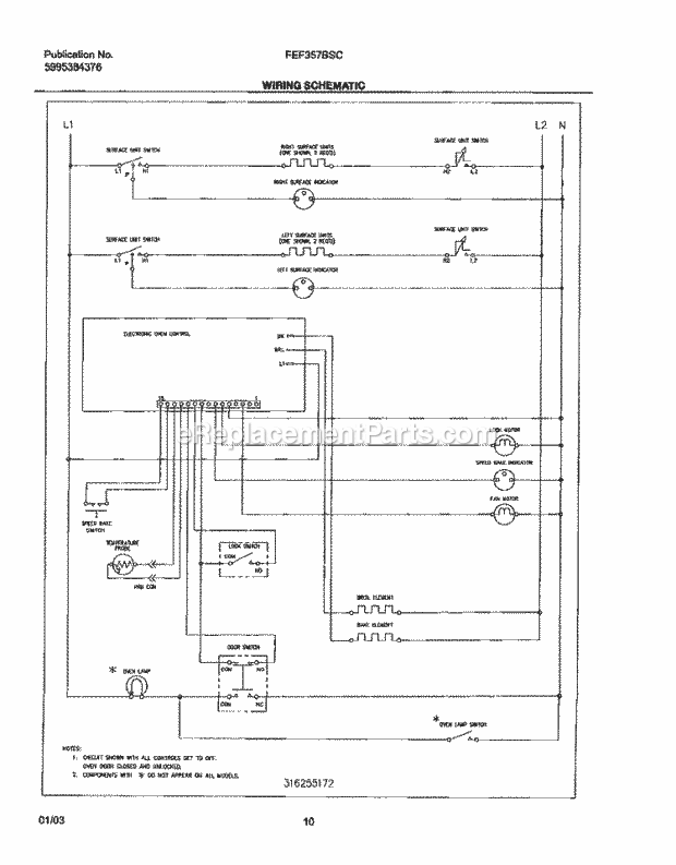 Frigidaire FEF357BSC Freestanding, Electric Electric Range Page G Diagram