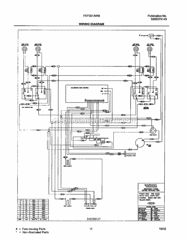 Frigidaire FEF361AWB Freestanding, Electric Electric Range Page F Diagram