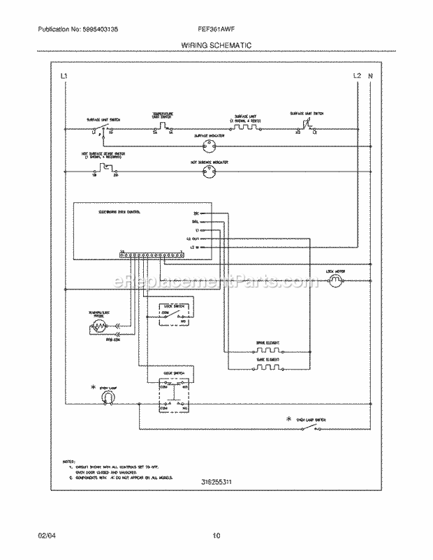 Frigidaire FEF361AWF Freestanding, Electric Electric Range Page G Diagram