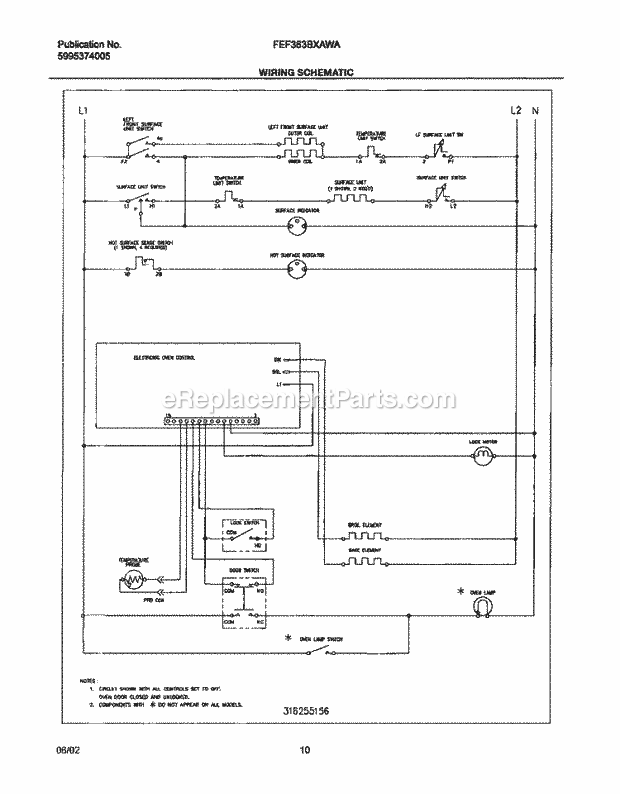 Frigidaire FEF363BXAWA Freestanding, Electric Range Page G Diagram