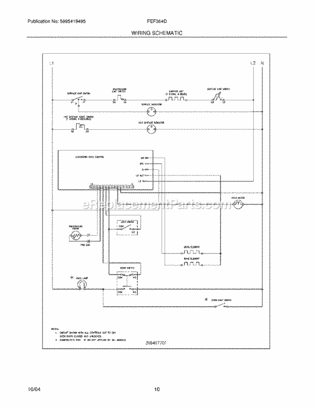 Frigidaire FEF364DSA Freestanding, Electric Electric Range Page G Diagram