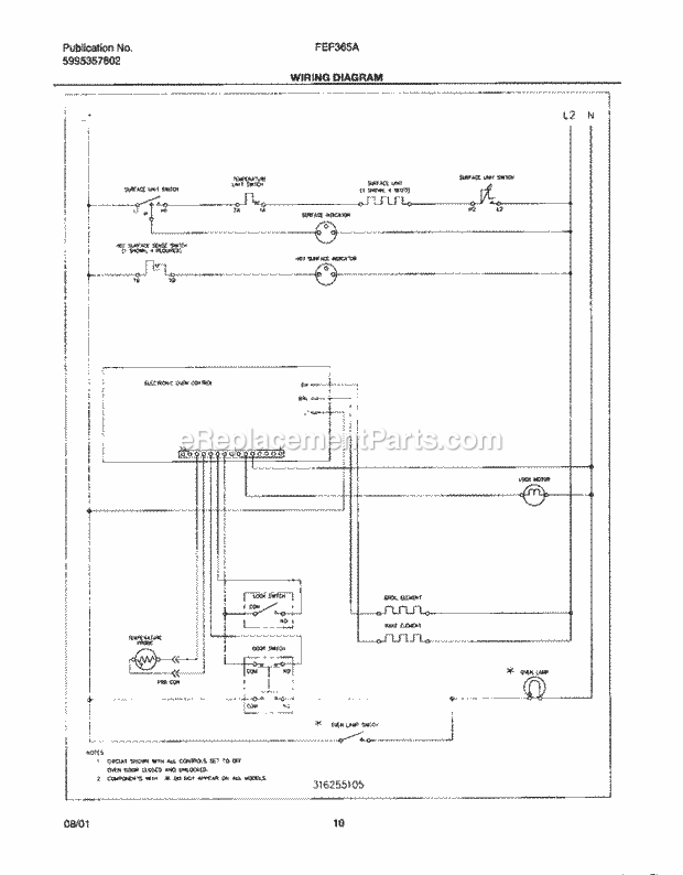 Frigidaire FEF365ASB Freestanding, Electric Electric Range Page F Diagram