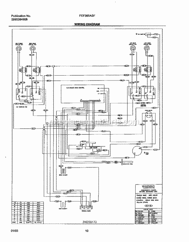 Frigidaire FEF365ASF Freestanding, Electric Electric Range Page F Diagram
