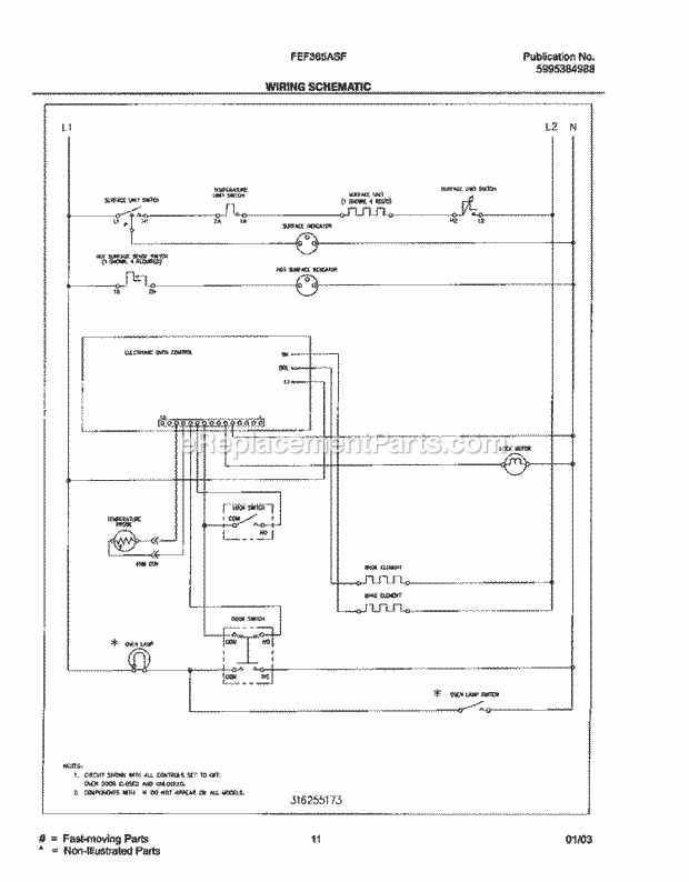 Frigidaire FEF365ASF Freestanding, Electric Electric Range Page G Diagram