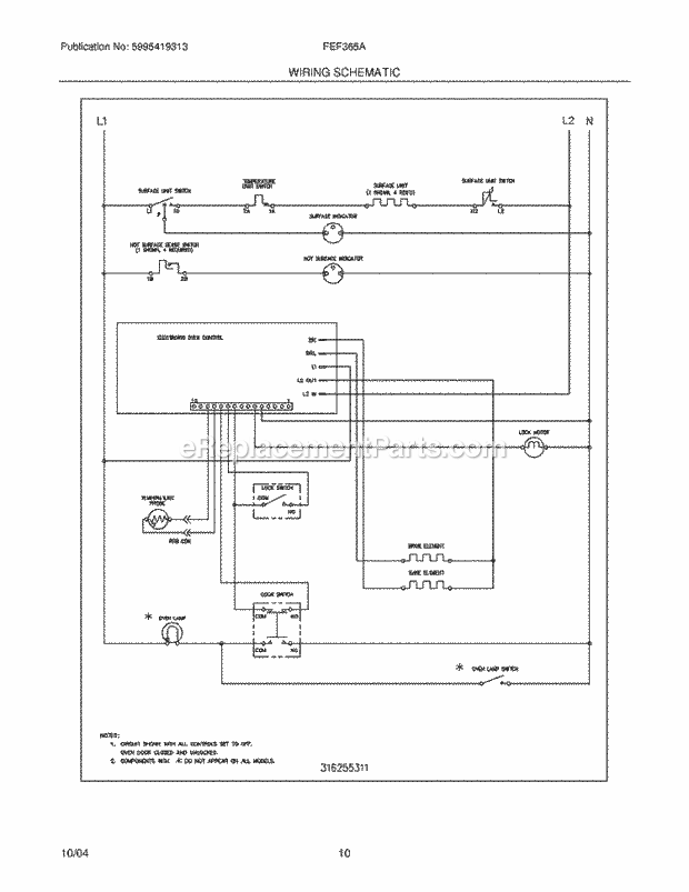 Frigidaire FEF365ASL Freestanding, Electric Electric Range Page G Diagram