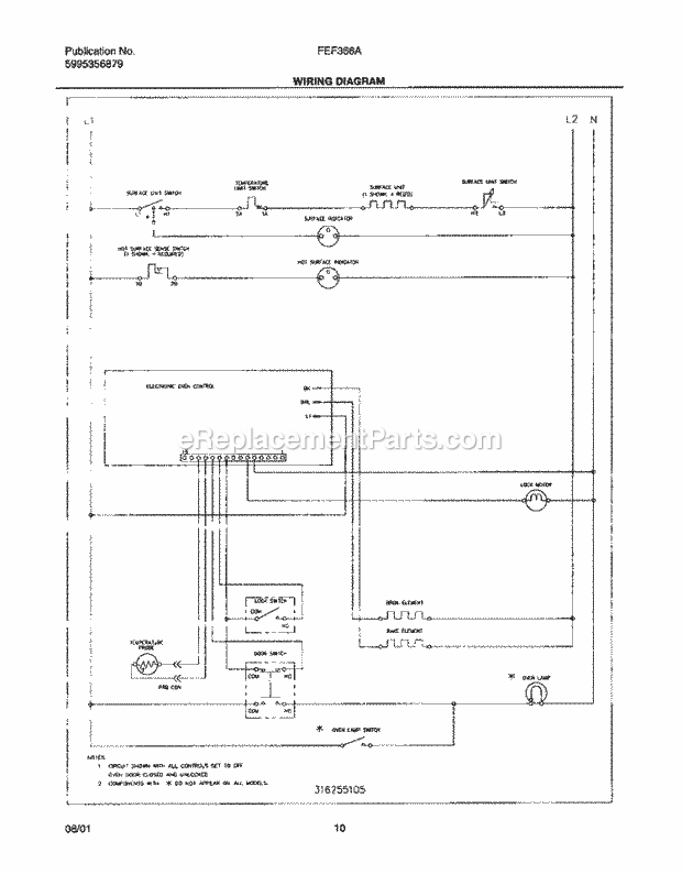 Frigidaire FEF366AQA Freestanding, Electric Electric Range Page F Diagram