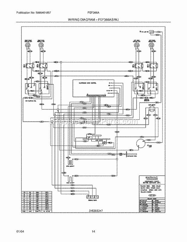 Frigidaire FEF366AWJ Freestanding, Electric Electric Range Page F Diagram