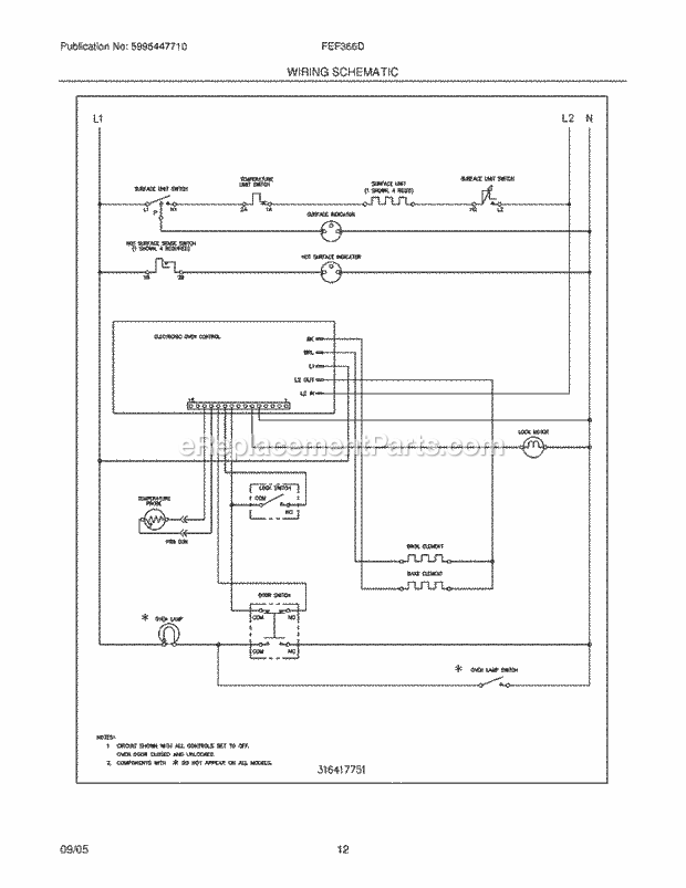 Frigidaire FEF366DQH Freestanding, Electric Electric Range Page G Diagram