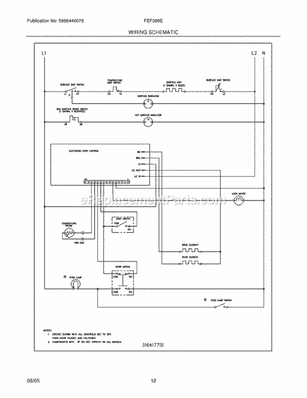 Frigidaire FEF366EBA Freestanding, Electric Electric Range Page G Diagram
