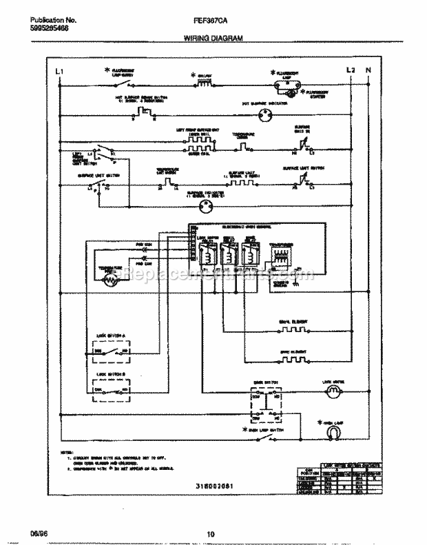 Frigidaire FEF367CATF Freestanding, Electric Frigidaire Electric Range Page F Diagram