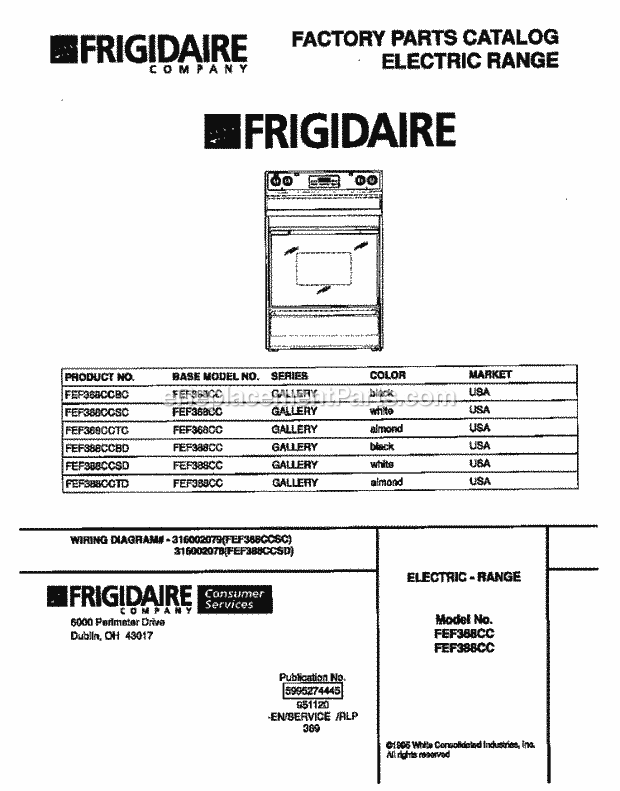 Frigidaire FEF368CCBC Freestanding, Electric Electric Range Page C Diagram