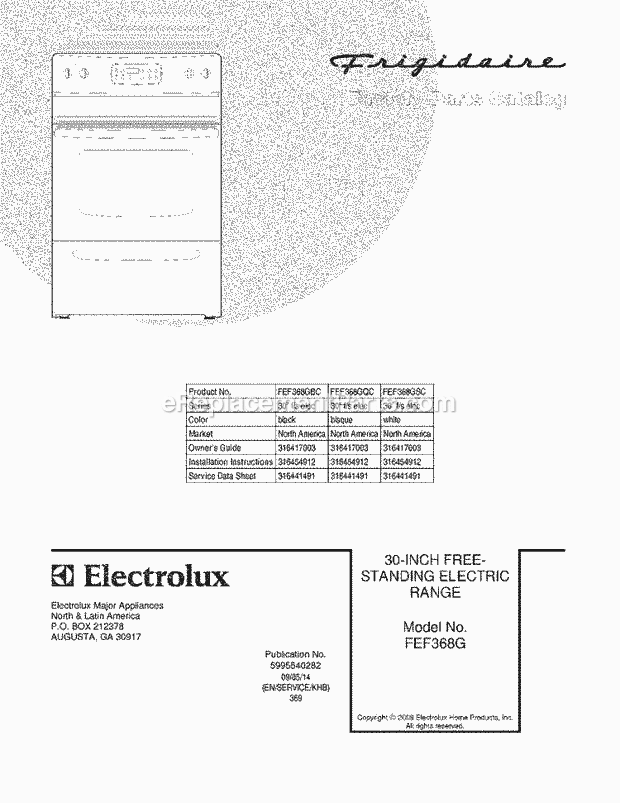 Frigidaire FEF368GBC Range Page C Diagram