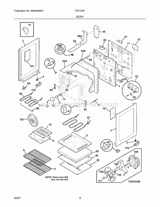 Frigidaire FEF375FQC Freestanding, Electric Electric Range Body Diagram