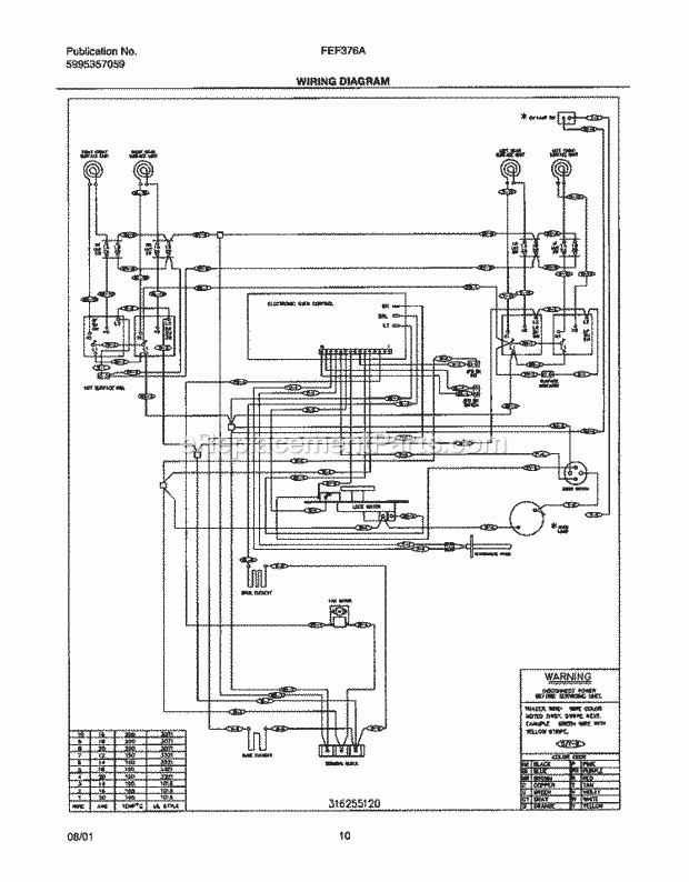 Frigidaire FEF376AQA Freestanding, Electric Electric Range Page F Diagram