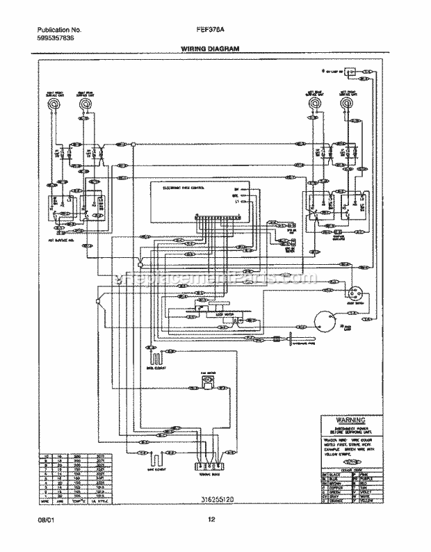 Frigidaire FEF376AQB Freestanding, Electric Electric Range Page F Diagram