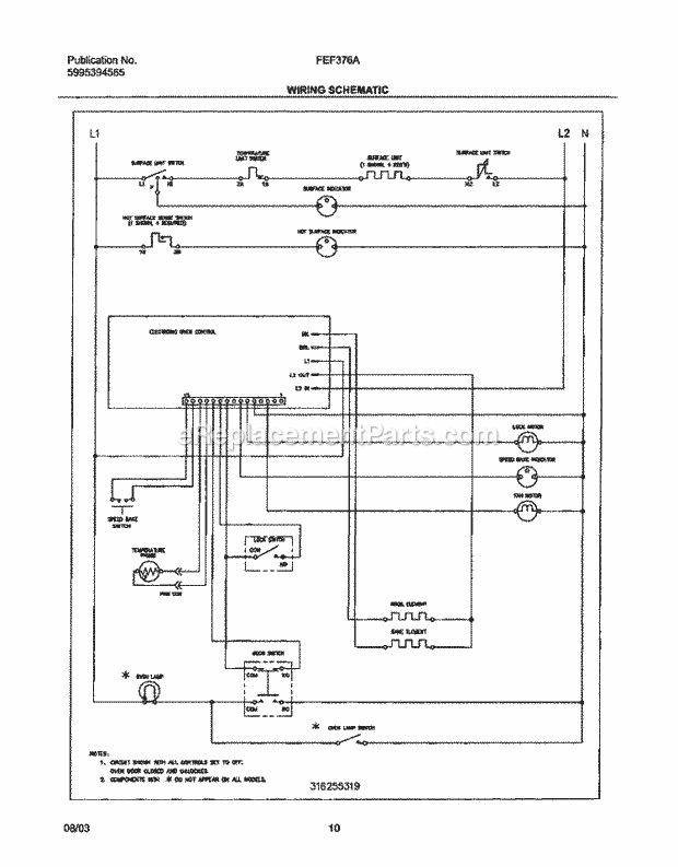Frigidaire FEF376AQJ Freestanding, Electric Electric Range Page G Diagram