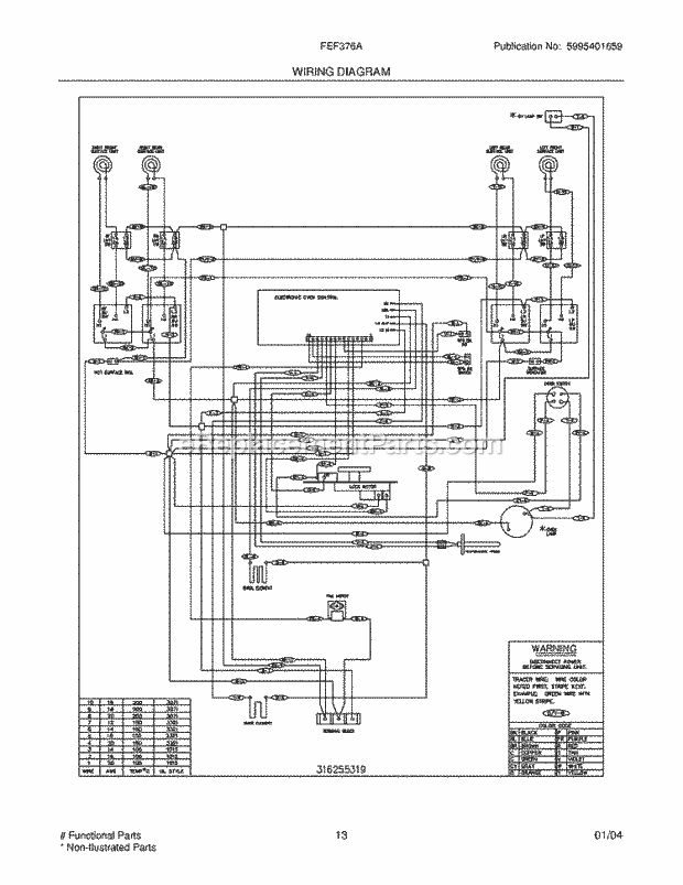 Frigidaire FEF376ASK Freestanding, Electric Electric Range Page F Diagram