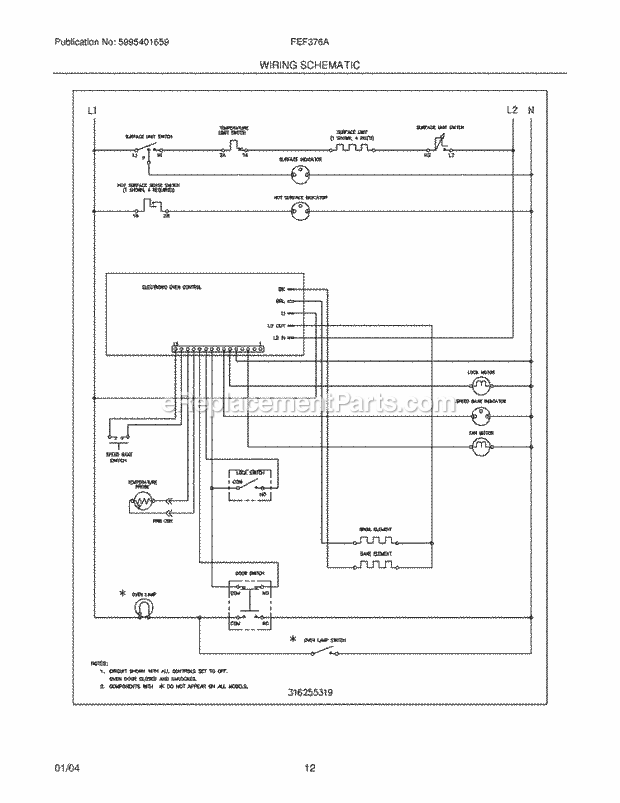 Frigidaire FEF376ASK Freestanding, Electric Electric Range Page G Diagram