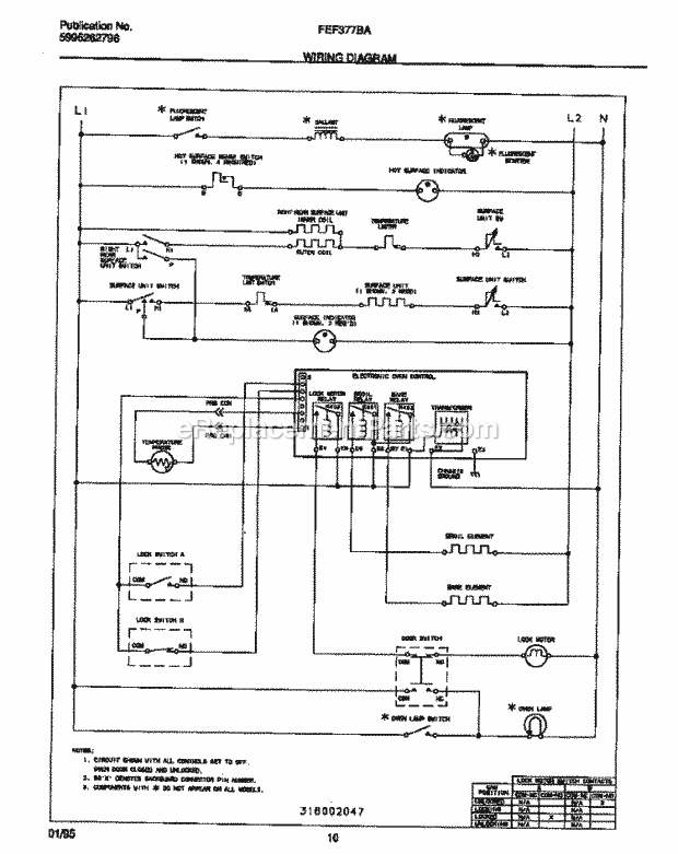 Frigidaire FEF377BAWB Freestanding, Electric Electric Range Page F Diagram
