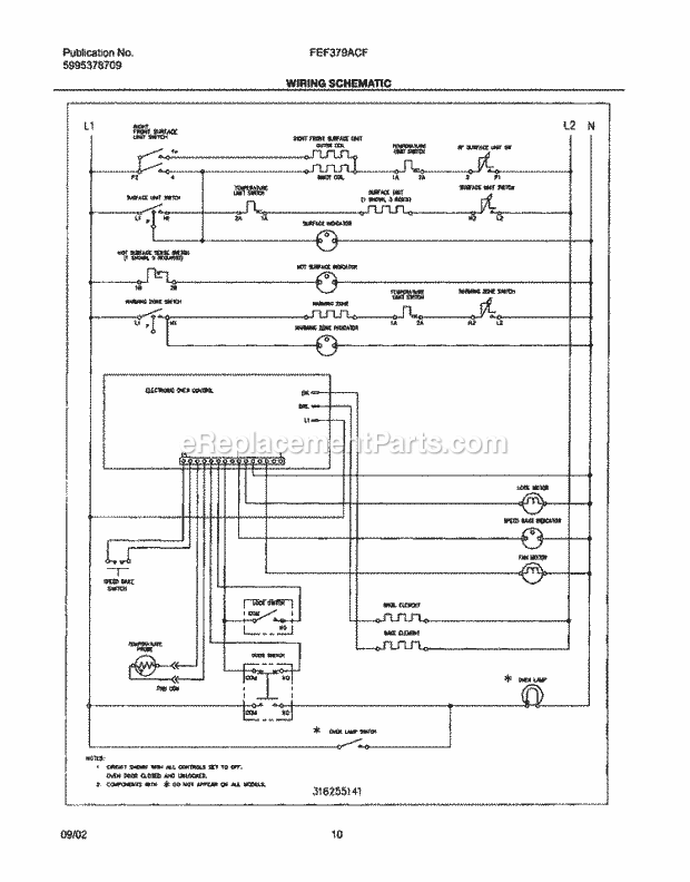 Frigidaire FEF379ACF Freestanding, Electric Electric Range Page G Diagram