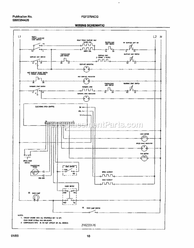 Frigidaire FEF379ACG Freestanding, Electric Electric Range Page G Diagram