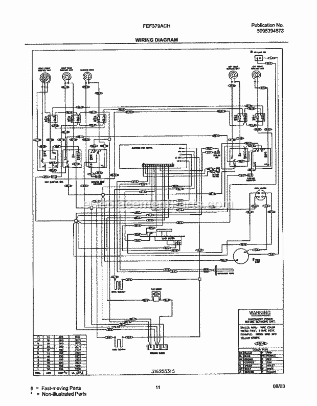 Frigidaire FEF379ACH Freestanding, Electric Electric Range Page F Diagram