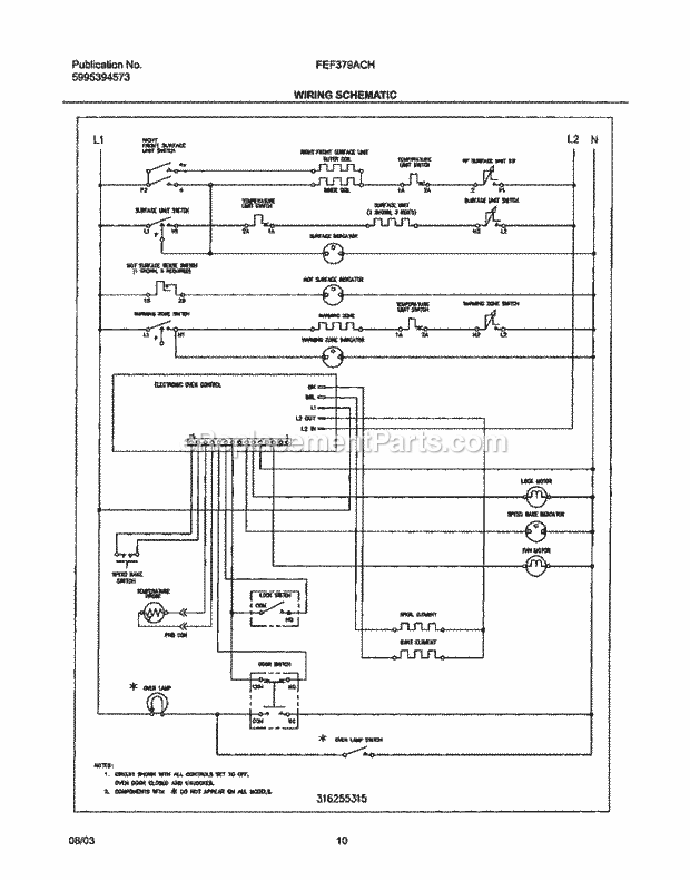 Frigidaire FEF379ACH Freestanding, Electric Electric Range Page G Diagram