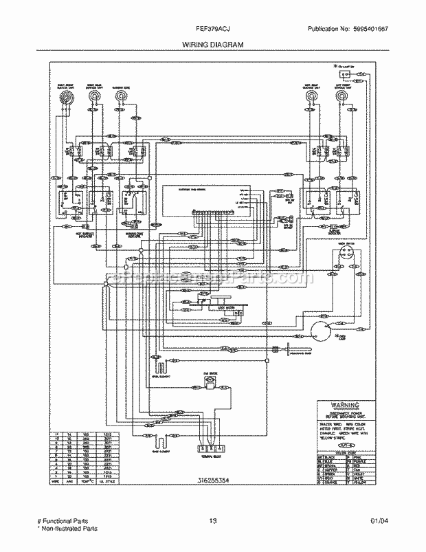 Frigidaire FEF379ACJ Freestanding, Electric Electric Range Page F Diagram