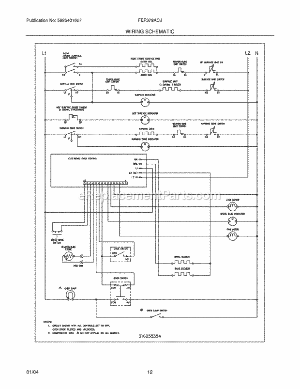 Frigidaire FEF379ACJ Freestanding, Electric Electric Range Page G Diagram