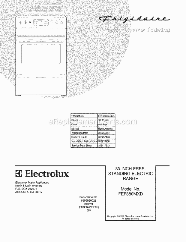 Frigidaire FEF380MXDCB Range Page C Diagram