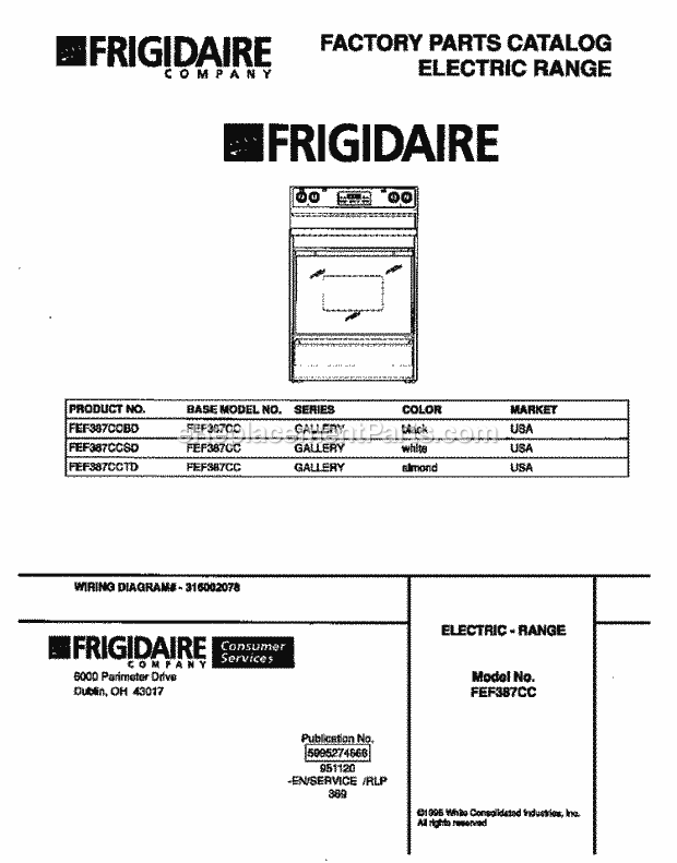 Frigidaire FEF387CCSD Freestanding, Electric Electric Range Page C Diagram