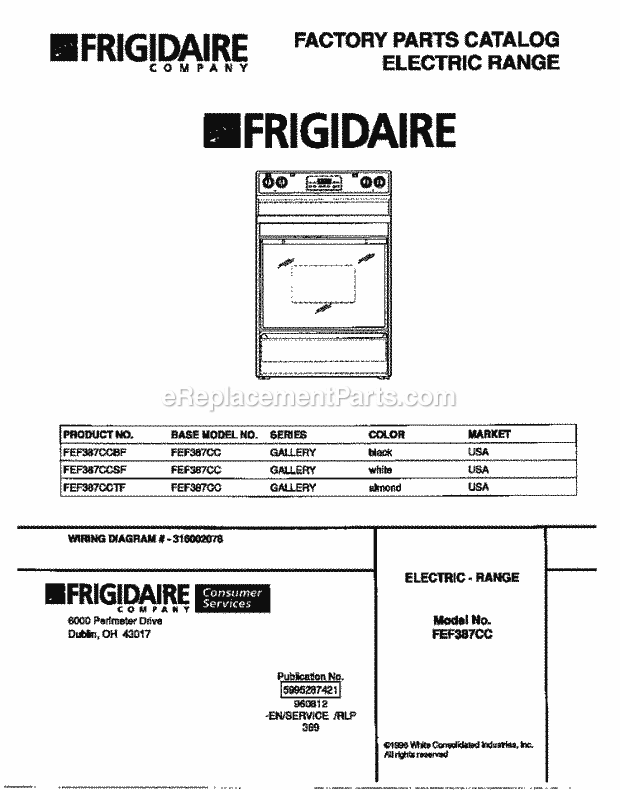Frigidaire FEF387CCTF Freestanding, Electric Electric Range Page C Diagram