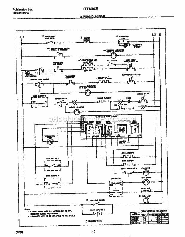 Frigidaire FEF389CETA Freestanding, Electric Frigidaire Electric Range Page F Diagram