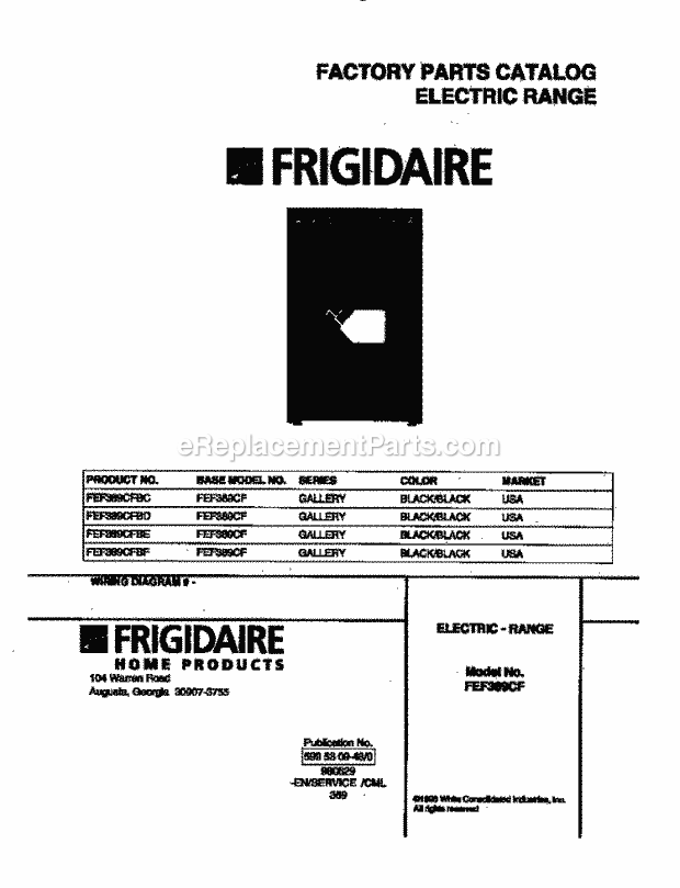 Frigidaire FEF389CFBE Freestanding, Electric Frigidaire/Electric Range Page C Diagram