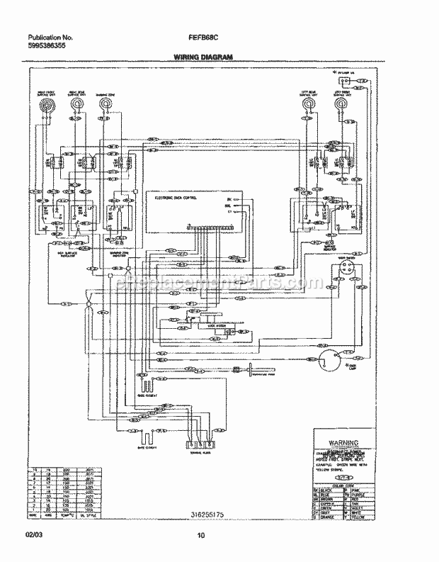 Frigidaire FEFB68CQA Freestanding, Electric Electric Range Page F Diagram