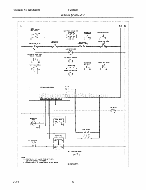 Frigidaire FEFB68CQD Freestanding, Electric Electric Range Page G Diagram