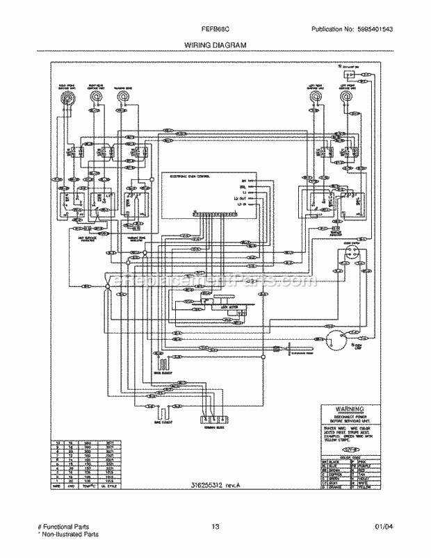 Frigidaire FEFB68CSC Freestanding, Electric Electric Range Page F Diagram