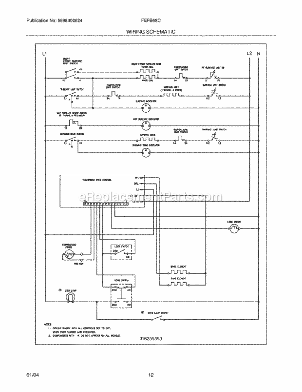 Frigidaire FEFB68CSD Freestanding, Electric Electric Range Page G Diagram