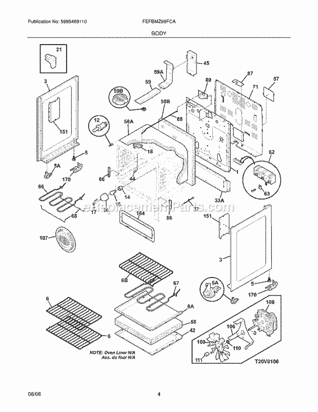 Frigidaire FEFBMZ96FCA Freestanding, Electric Electric Range Body Diagram