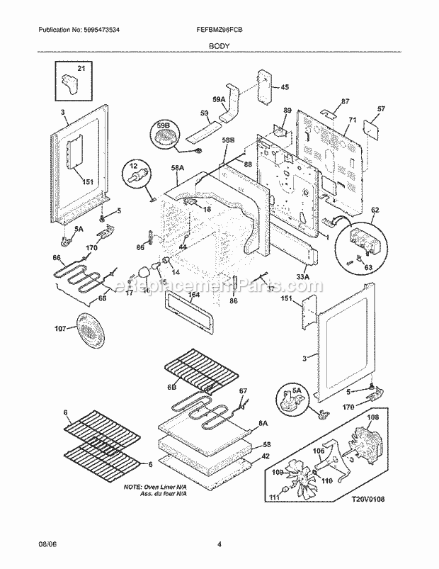 Frigidaire FEFBMZ96FCB Freestanding, Electric Electric Range Body Diagram