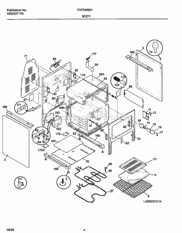 Frigidaire FEFD65BHDB Frg/Electric Range Body Diagram