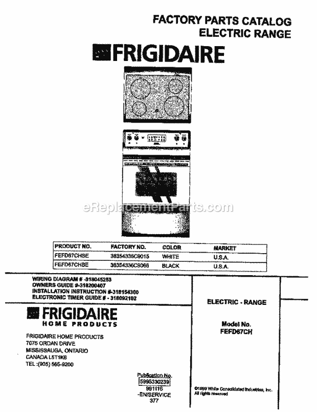 Frigidaire FEFD67CHBE Electric Frigidaire/Electric Range Page C Diagram