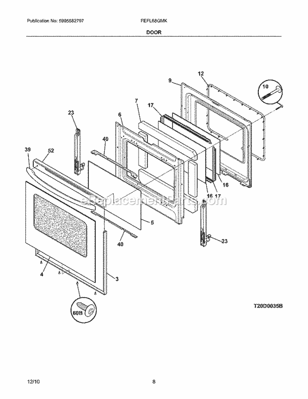 Frigidaire FEFL68GMK Range Door Diagram